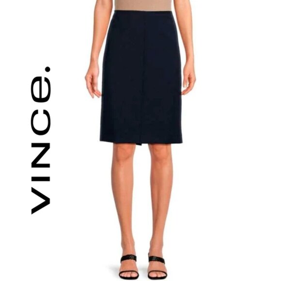 Vince Seam Front Pencil Skirt in Black - Picture 1 of 12